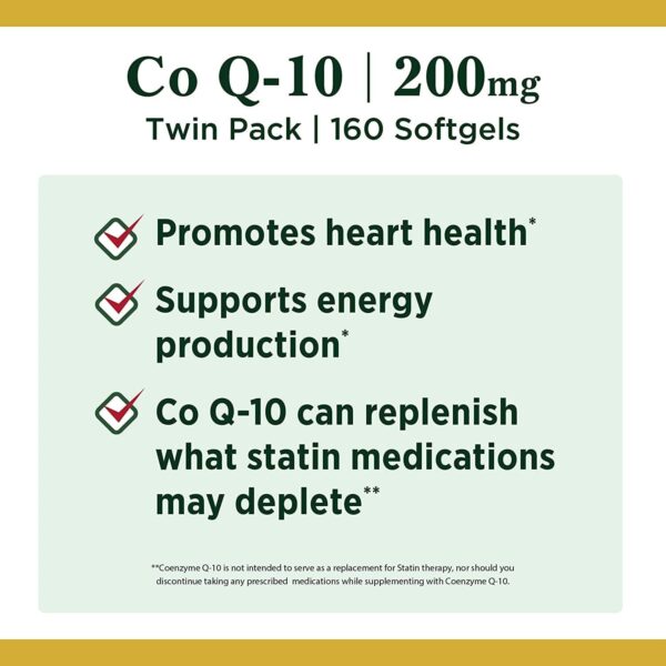 Nature's Bounty CoQ10 200 mg Softgels, Heart Health & Cellular Energy Support - Image 3