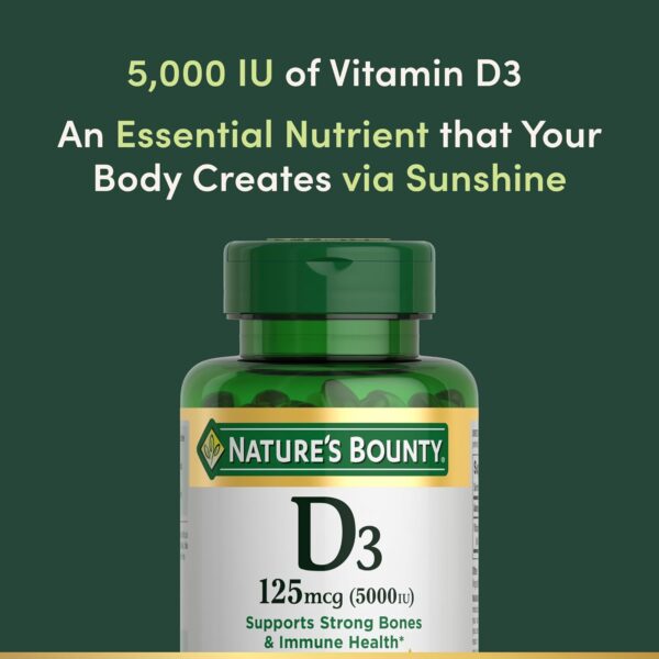 Nature's Bounty Vitamin D3, Immune Support, 125 mcg (5000iu), Rapid Release Softgels, 240 Ct