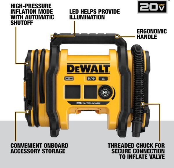 DEWALT 20V MAX Tire Inflator, Compact and Portable