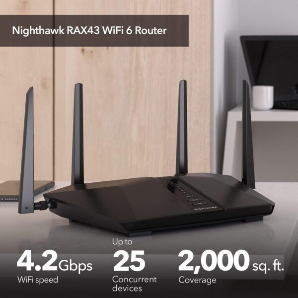 NETGEAR Nighthawk WiFi 6 Router (RAX43) 5-Stream Dual-Band Gigabit Router