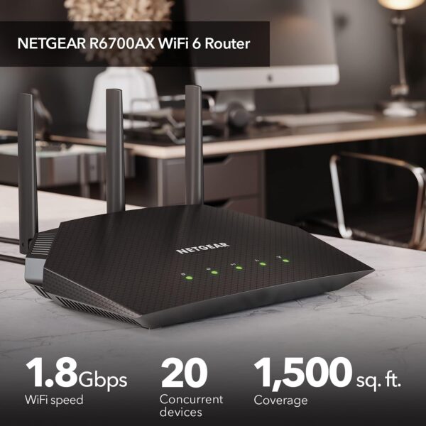 NETGEAR Nighthawk WiFi 6 Router (R6700AX) AX1800 1.8Gbps Wireless Speed