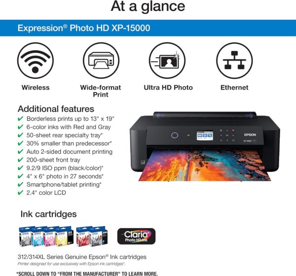 Epson Expression Photo HD XP-15000 Wireless Color Wide-Format Printer