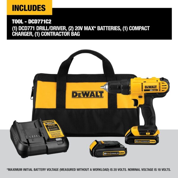 DEWALT 20V Max Cordless Drill/Driver Kit - Image 3